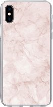 Geschikt voor iPhone Xs hoesje - Marmer print - Rosé - Chic - Siliconen Telefoonhoesje