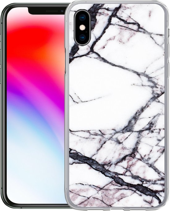 Coque iPhone Xs - Marbre - Wit - Pierre - Coque en Siliconen