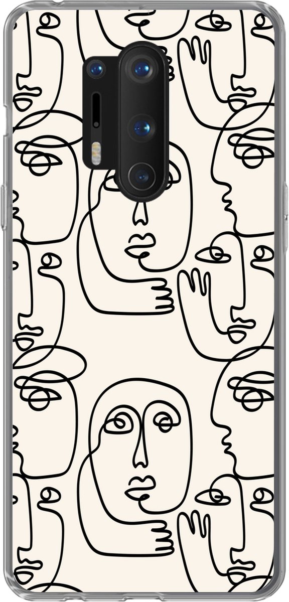 Telefoonhoesje Geschikt voor OnePlus 8 Pro hoesje - Gezicht - Patronen - Line art - Siliconen Telefoonhoesje Telefoonhoesje