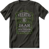 40 Jaar Legendarisch Gerijpt T-Shirt | Groen - Grijs | Grappig Verjaardag en Feest Cadeau Shirt | Dames - Heren - Unisex | Tshirt Kleding Kado | - Donker Grijs - L