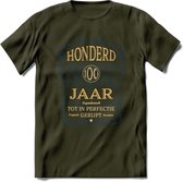 100 Jaar Legendarisch Gerijpt T-Shirt | Royal Blue - Ivoor | Grappig Verjaardag en Feest Cadeau Shirt | Dames - Heren - Unisex | Tshirt Kleding Kado | - Leger Groen - XXL