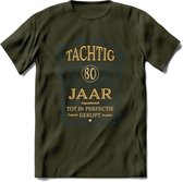 80 Jaar Legendarisch Gerijpt T-Shirt | Royal Blue - Ivoor | Grappig Verjaardag en Feest Cadeau Shirt | Dames - Heren - Unisex | Tshirt Kleding Kado | - Leger Groen - M