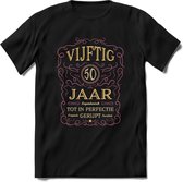 50 Jaar Legendarisch Gerijpt T-Shirt | Oud Roze - Ivoor | Grappig Verjaardag en Feest Cadeau Shirt | Dames - Heren - Unisex | Tshirt Kleding Kado | - Zwart - M