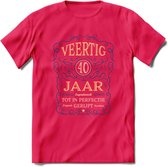 40 Jaar Legendarisch Gerijpt T-Shirt | Royal Blue - Ivoor | Grappig Verjaardag en Feest Cadeau Shirt | Dames - Heren - Unisex | Tshirt Kleding Kado | - Roze - S