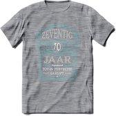 70 Jaar Legendarisch Gerijpt T-Shirt | Lichtblauw - Grijs | Grappig Verjaardag en Feest Cadeau Shirt | Dames - Heren - Unisex | Tshirt Kleding Kado | - Donker Grijs - Gemaleerd - S