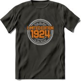 1924 Limited Edition Ring T-Shirt | Zilver - Goud | Grappig Verjaardag en Feest Cadeau Shirt | Dames - Heren - Unisex | Tshirt Kleding Kado | - Donker Grijs - L