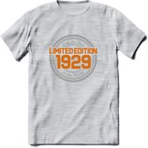 1929 Limited Edition Ring T-Shirt | Zilver - Goud | Grappig Verjaardag en Feest Cadeau Shirt | Dames - Heren - Unisex | Tshirt Kleding Kado | - Licht Grijs - Gemaleerd - M