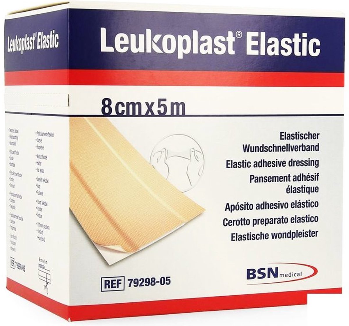 Goedkoopste Leukoplast Elastic wondpleister, 5m x 8cm, 1st