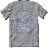 60 Jaar Legendarisch Gerijpt T-Shirt | Blauw - Grijs | Grappig Verjaardag en Feest Cadeau Shirt | Dames - Heren - Unisex | Tshirt Kleding Kado | - Donker Grijs - Gemaleerd - S