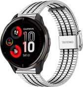 Strap-it Garmin Venu 2 Plus luxe stalen bandje - zwart-zilver