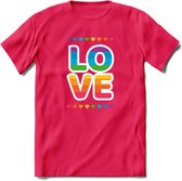 Love | Pride T-Shirt | Grappig LHBTIQ+ / LGBTQ / Gay / Homo / Lesbi Cadeau Shirt | Dames - Heren - Unisex | Tshirt Kleding Kado | - Roze - S