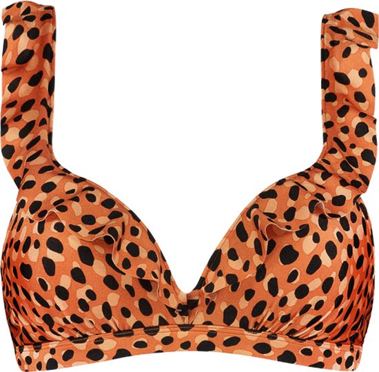 Beachlife Leopard Spots ruffle bikinitop met voorgevormde cups en beugel - dames