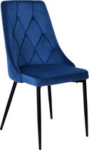 LINCOLN VELVET stoel bekleed met marineblauw fluweel