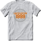 1999 Limited Edition Ring T-Shirt | Zilver - Goud | Grappig Verjaardag en Feest Cadeau Shirt | Dames - Heren - Unisex | Tshirt Kleding Kado | - Licht Grijs - Gemaleerd - L