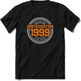 1999 Limited Edition Ring T-Shirt | Zilver - Goud | Grappig Verjaardag en Feest Cadeau Shirt | Dames - Heren - Unisex | Tshirt Kleding Kado | - Zwart - M