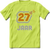 27 Jaar Feest T-Shirt | Goud - Zilver | Grappig Verjaardag Cadeau Shirt | Dames - Heren - Unisex | Tshirt Kleding Kado | - Groen - XXL