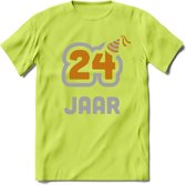 24 Jaar Feest T-Shirt | Goud - Zilver | Grappig Verjaardag Cadeau Shirt | Dames - Heren - Unisex | Tshirt Kleding Kado | - Groen - M
