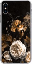 Geschikt voor iPhone Xs Max hoesje - Roos - Goud - Boeket - Siliconen Telefoonhoesje