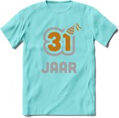 31 Jaar Feest T-Shirt | Goud - Zilver | Grappig Verjaardag Cadeau Shirt | Dames - Heren - Unisex | Tshirt Kleding Kado | - Licht Blauw - M