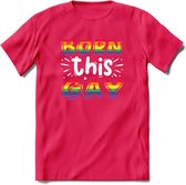 Born This Gay | Pride T-Shirt | Grappig LHBTIQ+ / LGBTQ / Gay / Homo / Lesbi Cadeau Shirt | Dames - Heren - Unisex | Tshirt Kleding Kado | - Roze - L