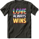 Love Wins | Pride T-Shirt | Grappig LHBTIQ+ / LGBTQ / Gay / Homo / Lesbi Cadeau Shirt | Dames - Heren - Unisex | Tshirt Kleding Kado | - Donker Grijs - L