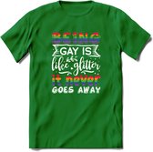 Gay Glitter | Pride T-Shirt | Grappig LHBTIQ+ / LGBTQ / Gay / Homo / Lesbi Cadeau Shirt | Dames - Heren - Unisex | Tshirt Kleding Kado | - Donker Groen - XXL
