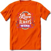 Love Wins | Pride T-Shirt | Grappig LHBTIQ+ / LGBTQ / Gay / Homo / Lesbi Cadeau Shirt | Dames - Heren - Unisex | Tshirt Kleding Kado | - Oranje - L