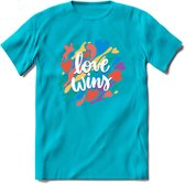 Love Wins | Pride T-Shirt | Grappig LHBTIQ+ / LGBTQ / Gay / Homo / Lesbi Cadeau Shirt | Dames - Heren - Unisex | Tshirt Kleding Kado | - Blauw - L
