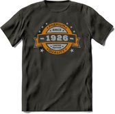 Premium Since 1926 T-Shirt | Zilver - Goud | Grappig Verjaardag en Feest Cadeau Shirt | Dames - Heren - Unisex | Tshirt Kleding Kado | - Donker Grijs - 3XL