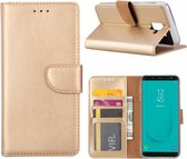 LuxeBass Hoesje geschikt voor Samsung Galaxy J6 (2018) - Bookcase Goud - portemonnee hoesje - telefoonhoes - gsm hoes - telefoonhoesjes