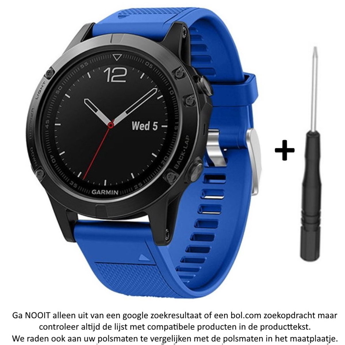 Blauw Siliconen wearable horlogebandje geschikt voor Garmin Fenix 5 ( 5 Plus Sapphire) - Forerunner 935-945 - Quatix 5 5 Sapphire - Fenix 6 6 Plus - Approach S60 S62 - MARQ devices - D2 Delta - Quickfit Compatibel - 22 mm blue smart
