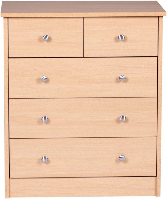 Commode met 4 laden, opbergmeubels van hout en riet, multifunctioneel