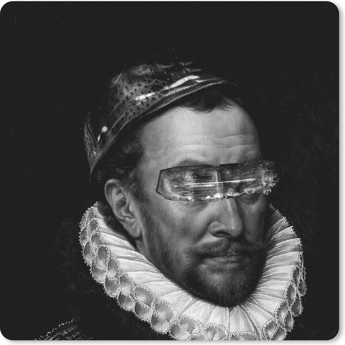 Muismat 30x30 cm - Mousepad Portret van Willem I - Adriaen Thomasz - Zwart - Wit - Muismatten