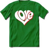 Love - Valentijn T-Shirt | Grappig Valentijnsdag Cadeautje voor Hem en Haar | Dames - Heren - Unisex | Kleding Cadeau | - Donker Groen - L