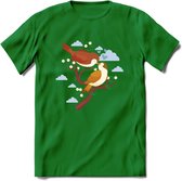 Lovebirds - Valentijn T-Shirt | Grappig Valentijnsdag Cadeautje voor Hem en Haar | Dames - Heren - Unisex | Kleding Cadeau | - Donker Groen - S