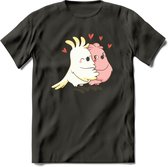 Lovebirds - Valentijn T-Shirt | Grappig Valentijnsdag Cadeautje voor Hem en Haar | Dames - Heren - Unisex | Kleding Cadeau | - Donker Grijs - XL