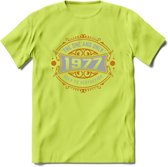 1977 The One And Only T-Shirt | Goud - Zilver | Grappig Verjaardag  En  Feest Cadeau | Dames - Heren | - Groen - M