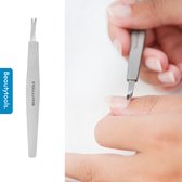 BeautyTools Nagelriem Verwijderaar -  Mesje voor wegsnijden van Nagelriemen - Manicure Nagelriem snijder- Platte Handgreep - Enkelzijdig - INOX (12 cm) (CT-0461)