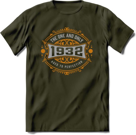 1932 The One And Only T-Shirt | Goud - Zilver | Grappig Verjaardag  En  Feest Cadeau | Dames - Heren | - Leger Groen - S