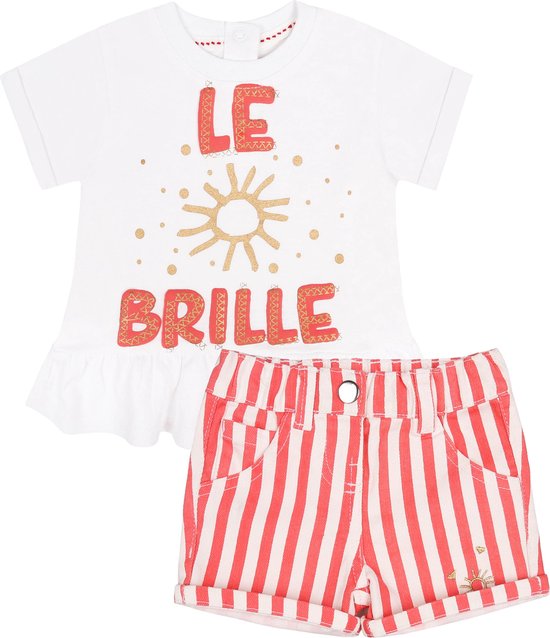 Tweedelig kledingsetje, koraal-wit T-shirt en korte broek Tom & Kiddy / 81 cm