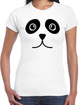 Panda / pandabeer gezicht verkleed t-shirt wit voor dames - Carnaval fun shirt / kleding / kostuum S