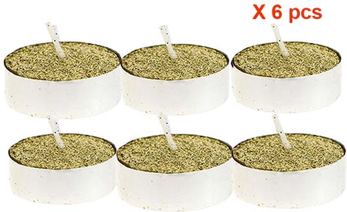 Ongedoelde lovertjes Platte kaars kaars - Set van 6 stuks - Plastic - Or - SILUMEN