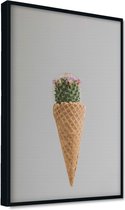 Akoestische panelen - Geluidsisolatie - Akoestische wandpanelen - Akoestisch schilderij AcousticPro® - paneel met abstracte ijshoorn met cactus - Design 86 - Basic - 100x70 - Wit-