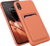 kwmobile hoesje voor Apple iPhone XR - Telefoonhoesje met pasjeshouder - Smartphone hoesje in oranje