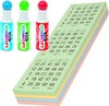 Afbeelding van het spelletje 100x Bingokaarten nummers 1-75 inclusief 3x bingostiften blauw/groen/rood