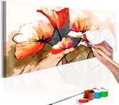 Doe-het-zelf op canvas schilderen - Flowers - Delicate Poppies.