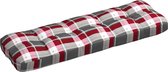 vidaXL Bankkussen pallet ruitpatroon 120x40x10 cm rood