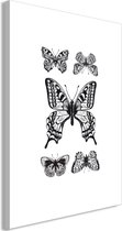 Schilderij - Five Butterflies (1 Part) Vertical.