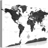 Schilderij - Black and White Map (1 Part) Wide.