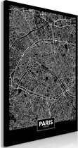 Schilderij - Dark Map of Paris (1 Part) Vertical.